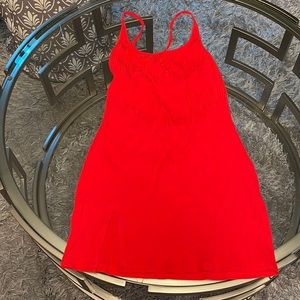 Super down red strap back dress